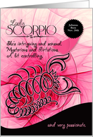 Scorpio Birthday for Her in Pink and Black Zodiac Custom card