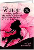 Sagittarius Birthday for Her in Pink and Black Zodiac Custom card