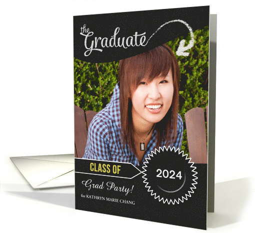 Graduation Party Chalkboard Theme Custom Photo card (1366036)
