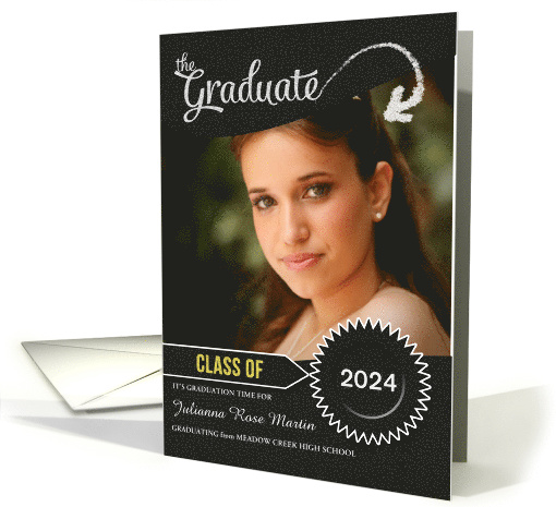 Graduation Invitation Chalkboard Theme Custom Photo card (1366038)