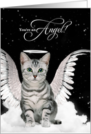 New Pet Shelter Adoption Gray Tabby Cat Angel Congratulations card