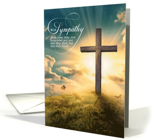 From All of Us Sympathy Golden Cross on a Hill card (1369700)