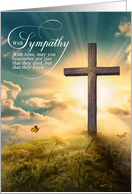 From All of Us Sympathy Golden Cross on a Hill card
