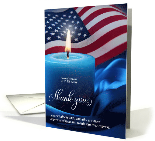 Sympathy Thank You American Flag with Candle and Heart of Stars card