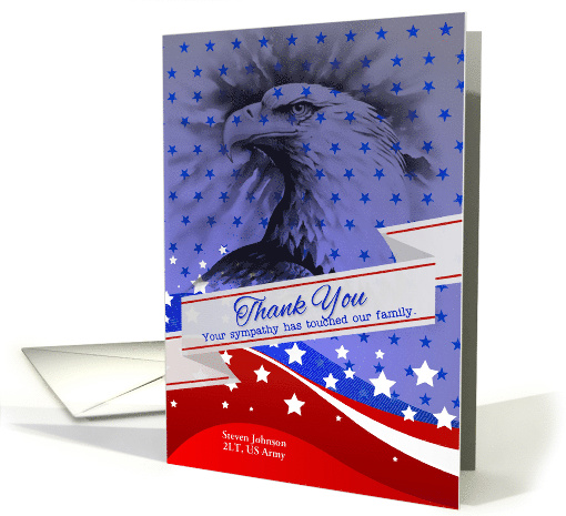 Sympathy Thank You Eagle with Stars and Stripes Blank Custom card