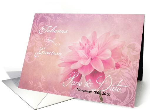 Custom Save the Date Soft Vintage Pink Dahlia card (1379776)