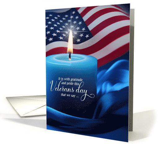 Veterans Day American Flag with Blue Candle card (1381860)