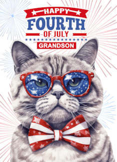 for Grandson 4th of July Cute Patriotic Cat