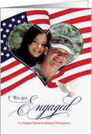 We’re Engaged Military Theme Heart Photo Frame card