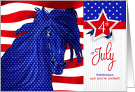 4th of July Party Invitation Western Patriotic Horse card
