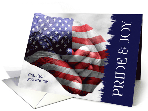Grandson Missing You Deployed Pride and Joy Stars and Stripes card