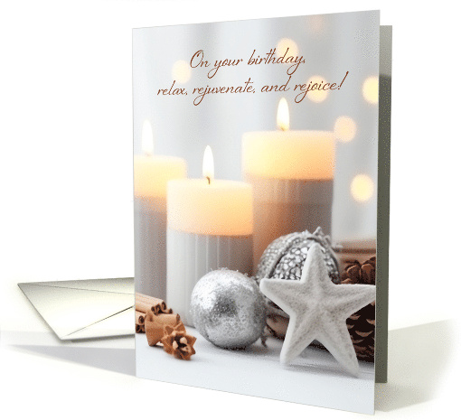 Winter Birthday Rejuvenate Rejoice Relax Zen Setting card (1391258)