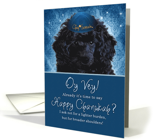 Chanukah Funny Black Toy Poodle in a Yarmulke card (1399766)
