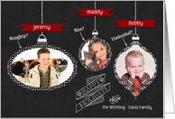 Naughy or Nice? Chalkboard Style Ornaments 3 Photos Custom card