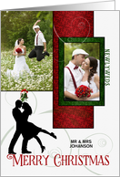 from the Newlyweds 1st Christmas Elegant Damask 2 Photo Custom card