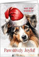 Pawsitively Joyous Season Australian Shepherd Santa card