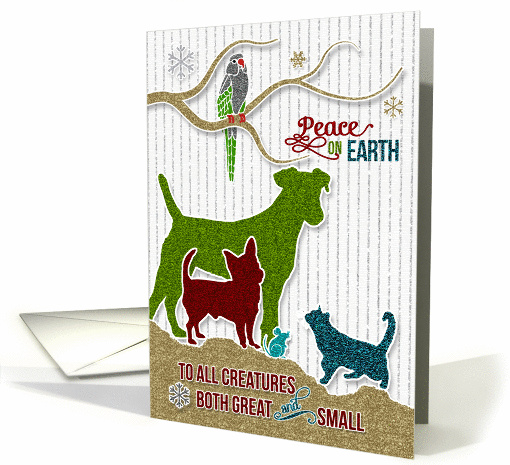 Peace on Earth Pet Lover   Holiday Sticker Style card (1409454)