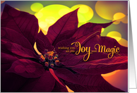 Wine Colored Poinsettia Holiday Joy and Magic card