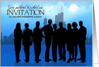 Skyline and Employee Silhouettes Custom Business Invitation card
