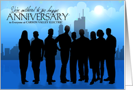 Custom Business Anniversary - Skyline and People Silhouette card