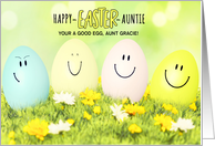 for Aunt Smiling Easter Eggs in the Spring Custom Name card