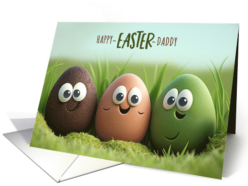 for Daddy from Son Funny Easter Egg Faces with Custom Text card