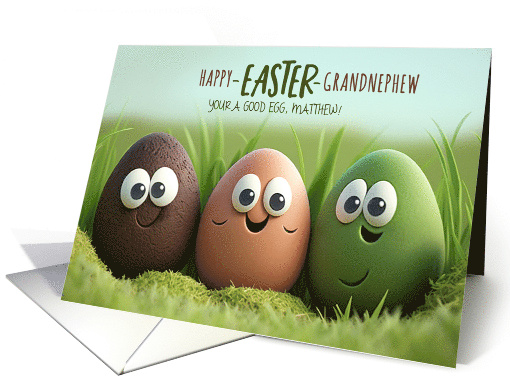 for Grandnephew Funny Easter Eggs Custom Name card (1421910)