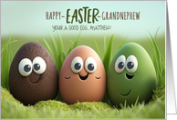 for Grandnephew Funny Easter Eggs Custom Name card