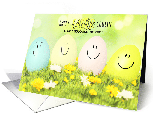 for Cousin on Easter Smiling Easter Eggs with Name card (1421920)
