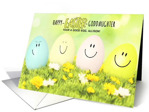 for Goddaughter Smiling Easter Eggs with Name card (1421926)
