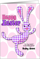 for Granddaughter on Easter Purple Gingham Bunny Custom Name card
