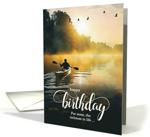 Birthday with Kayak Rowing on the Lake Adventurous Theme card