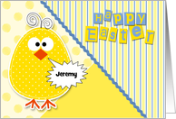 Easter Chick in Yellow and Blue for Kids Custom Name card