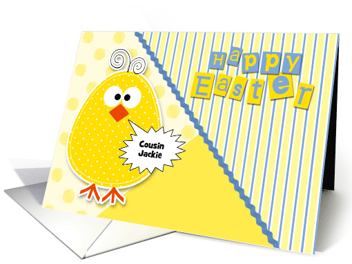 Easter Chick in Yellow and Blue Customize for Any Relation card