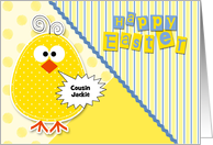 Easter Chick in Yellow and Blue Customize for Any Relation card