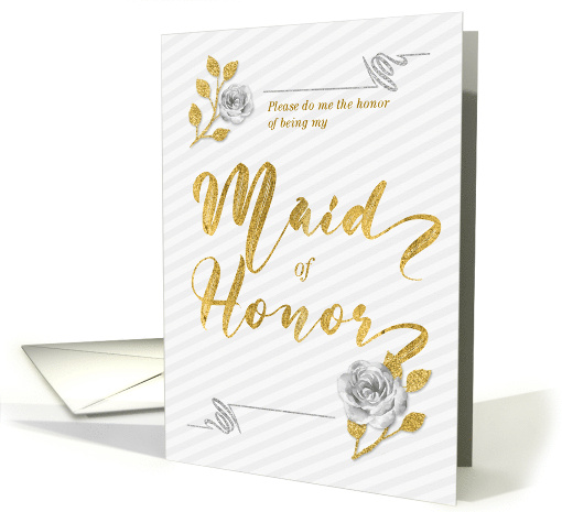 Maid of Honor Wedding Party Invitation Gold and Silver Hues card