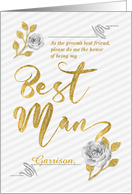 Best Man Wedding Party Thank You Gold and Silver Custom card