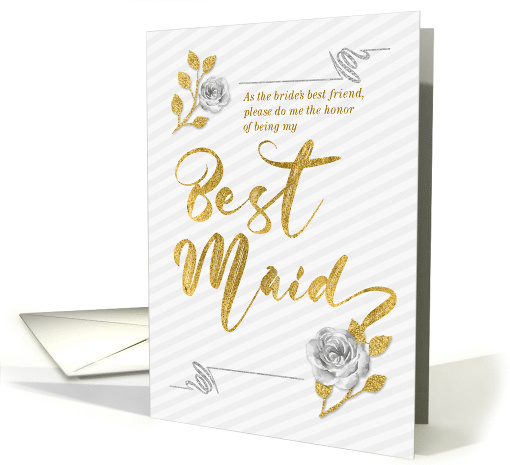 Best Maid Wedding Attendant Invite in Silver and Gold Hues card