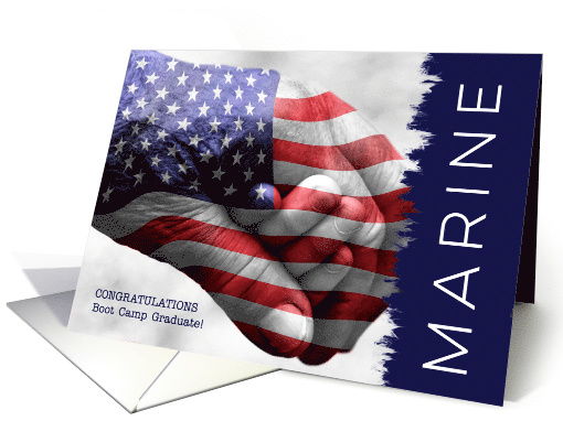 Marine Boot Camp Graduate Hand in Hand with Flag card (1432842)