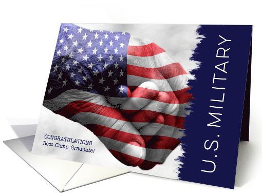 Military Boot Camp Graduate Hand in Hand with Flag card (1433050)