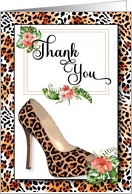 Bridal Thank You Cheetah Animal Print with Stiletto card