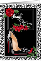 Bridal Thank You Silver Cheetah Print with Red card