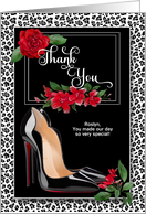 Custom Bridal Thank You Silver Cheetah Print with Red card