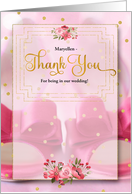 Custom Bridal Thank You Pink Wedding Shoes and Golden Hues card