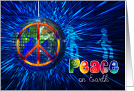Peace on Earth - Retro Peace Sign and Tie Dye Hippie Theme card