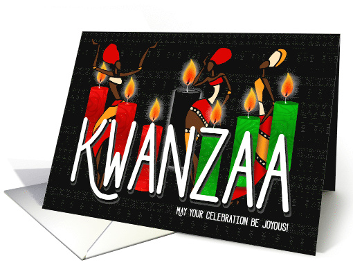 Kwanzaa African American Dancers and Kinara Candles card (1442056)