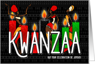 Kwanzaa African American Dancers and Kinara Candles card