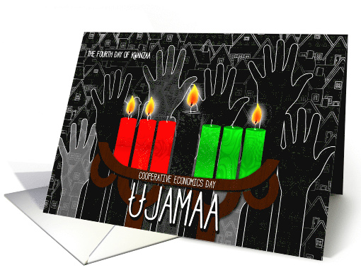 Kwanzaa Day 4 Ujamaa Cooperative Econimcs with Kinara Candles card