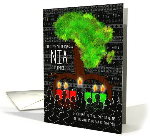 Kwanzaa Day 5 Nia Purpose with Africa Tree Shape and Roots card