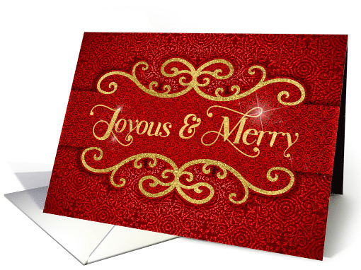 Joyous and Merry Red and Gold Holiday Elegance card (1455746)